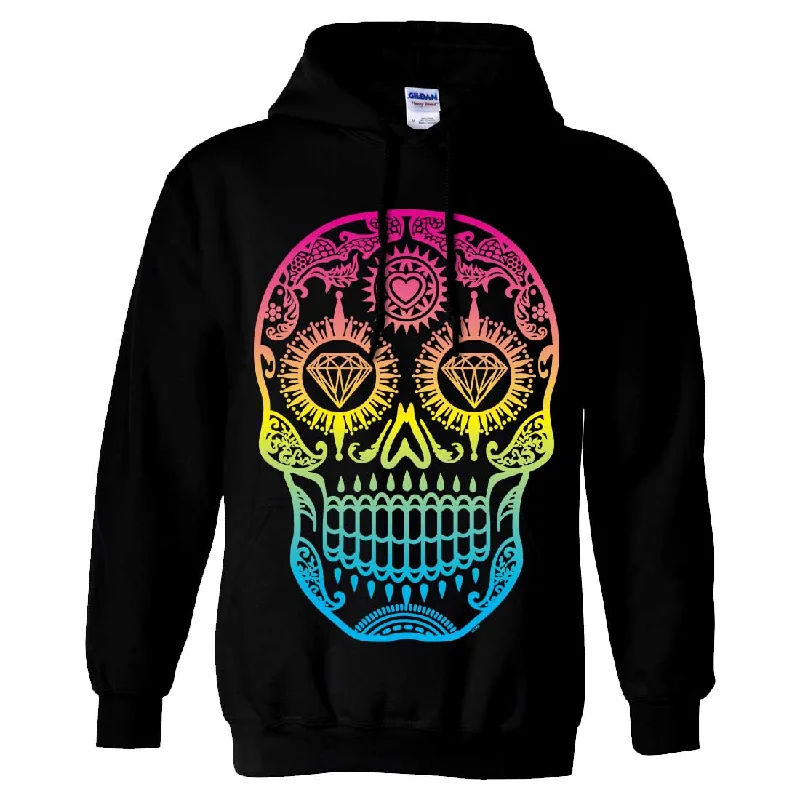 Neon Diamond Eyes Smiling Sugar Skull Sweatshirt Hoodie