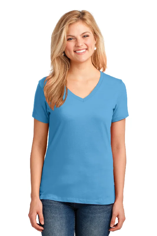 Port & Company Womens Core Short Sleeve V-Neck T-Shirt - Aquatic Blue