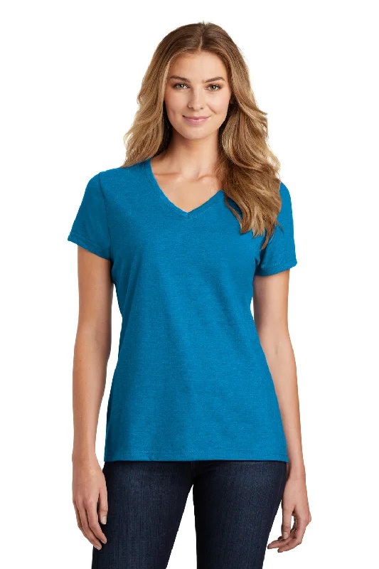 Port & Company Womens Fan Favorite Short Sleeve V-Neck T-Shirt - Heather Sapphire Blue