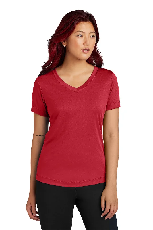 Sport-Tek Womens Competitor Moisture Wicking Short Sleeve V-Neck T-Shirt - True Red