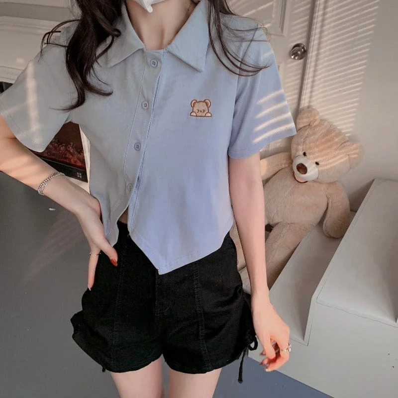 Women's Kawaii Bear Short Sleeved Shirt