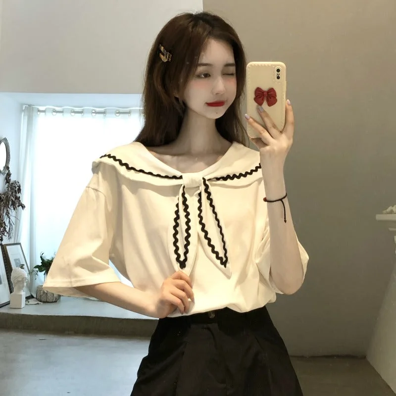 Women's Kawaii Preppy Style Sailor Collar Shirt