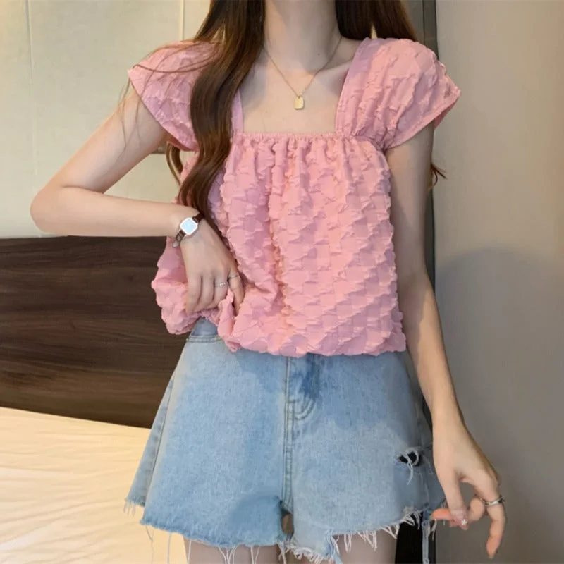 Women's Kawaii Ruched Bubble Shirt