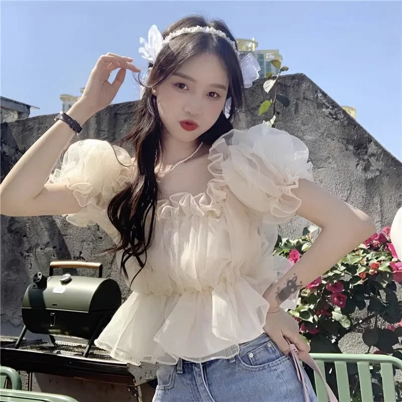 Women's Korean Style Ruffled Chiffon Shirt