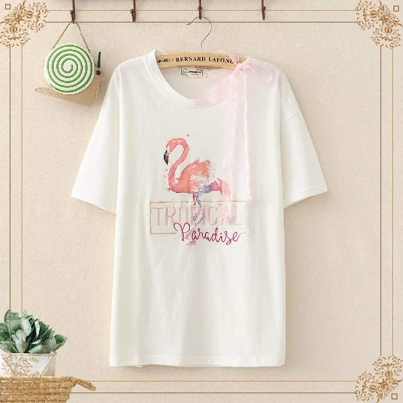 Women's Sweet Flamingo Printed Tees